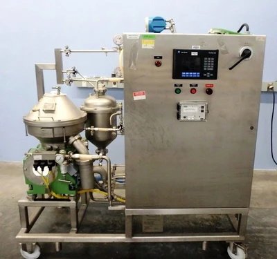 Westfalia CSC 6-06-076 hydro-hermetic clarifier skid, 316L SS.