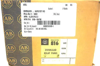 NEW ALLEN BRADLEY 816-BAV16 MANUAL RESET ENCLOSURE SER. K. 816-BOV16
