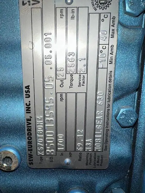 Used SEW-EURODRIVE K57DT80N4 Gearboxes | Surplus Asset Holdings #1203819