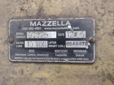 10 TON X 40" WIDE MAZZELLA C-HOOK CRANE COIL LIFTER: STOCK #23568