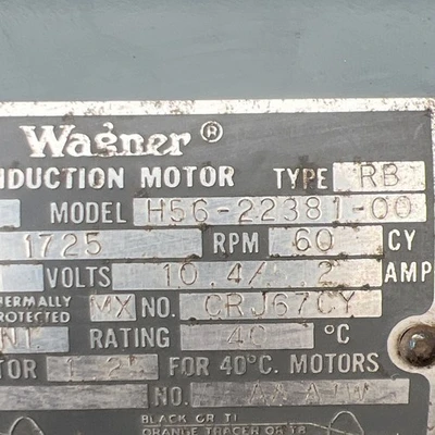 Used WAGNER H56-22381-00 A.C. Motors California US | Davliegogo LLC #1706680