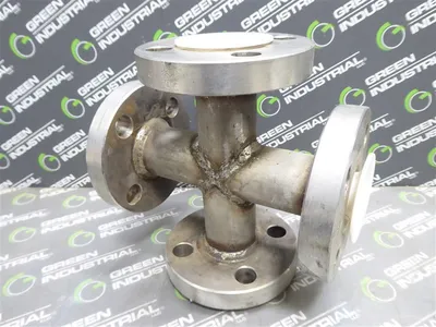 Unbranded 4-Way Flanged Cross Pipe 4-1/4" Flange 15/16" Bore 6-3/4" Wide Surplus