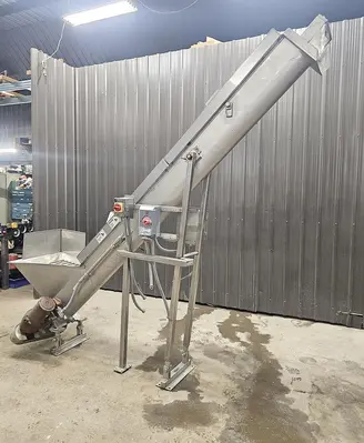 Used Rietz Screw Conveyor, 8.5” diameter x 132” long, 304 Stainless Steel