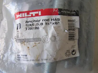 Hilti 10 Anchor Rod Has 5.8 3/4 X 8 #2081383