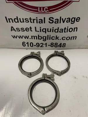 4” Sanitary Pipe Tri-Clover Style Clamp / Fitting, Stainless Steel -Lot of 3