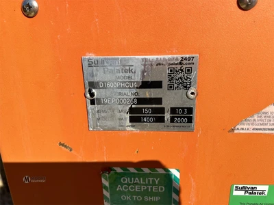Used 2019 SULLIVAN PALATEK D1600PHCU4 Air Compressors, Portable Tennessee US | Moore Equipment #1517332