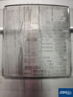 USED Precision 200 Liter Precision Stainless Reactor, 316L S/S, 45/100#