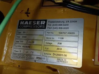 Used KAESER SX7 Rotary Screw & Sliding Vane Air Compressors Ohio US | HGR 24 #1176354