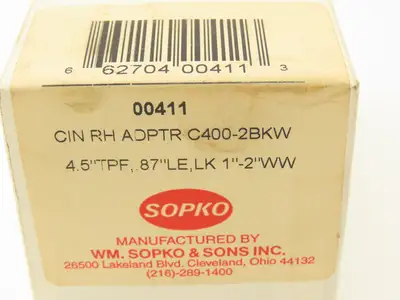 Sopko C400-2BKW Cincinnati RH Adapter For 1.250" ID Wheels .87" Large End Taper