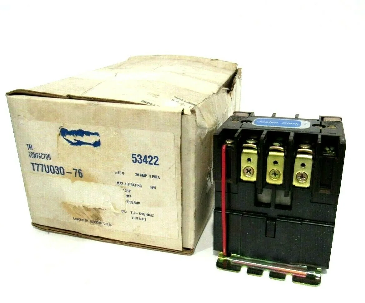 NEW JOSLYN CLARK T77U030-76 CONTACTOR SIZE 0 20A 3 POLE T77U03076