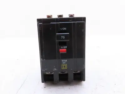 Square D QOB370 Bolt On Circuit Breaker 3 Pole 70A 240V Square Screws