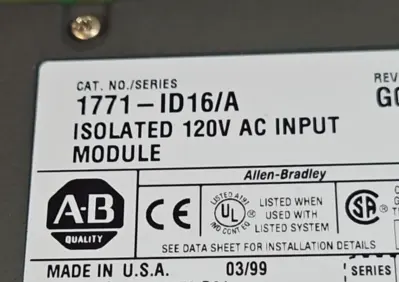 USED Allen-Bradley Allen Bradley 1771-ID16/A Rev G05