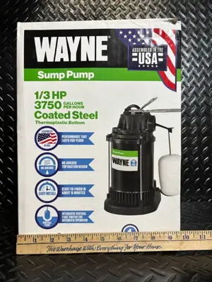 Wayne Sump Pump - 1/3 HP, 3750 GPH, Coated Steel Thermoplastic Bottom