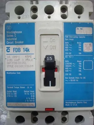 Westinghouse FDB3015L Industrial Circuit Breaker 15 Amps 600VAC Used