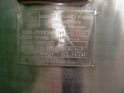 250L SS BCH Hemispherical JKTD Mixing Tank 2.2 kw