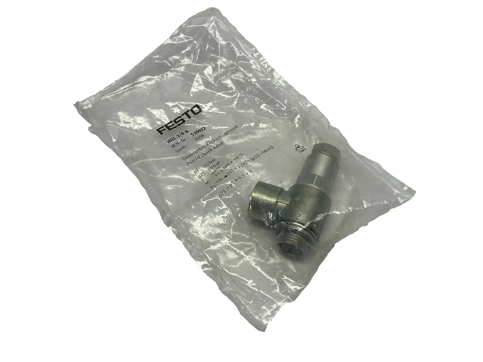 New | in-Stock Festo Piloted Check Valve G3/8, G1/4, 530032 Valves/Fittings Michigan US | Maverick Industrial Sales #1402927