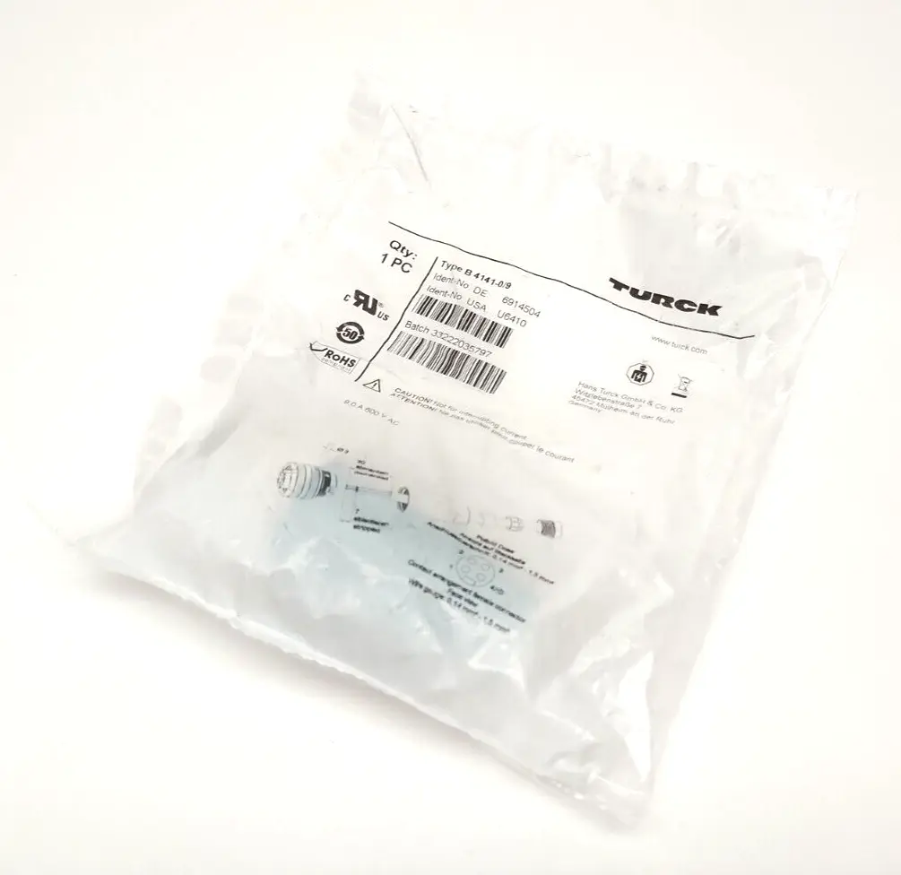 B 4141-0/9,U6410 | Turck B 4141-0/9 Field Wireable 7/8" Connector 4-Pin Female U6410 - New