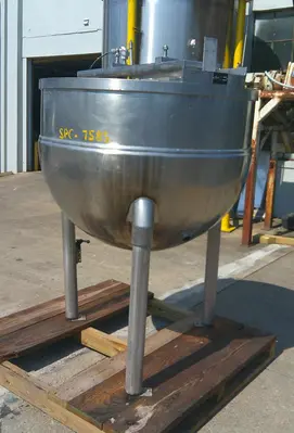 SPC7585  Kettle 200 gallon Groen hemispherical bottom kettle, 90 psi psi jacket rating, Stainless Steel