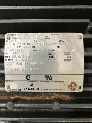 Emerson HVW50PL9C-WG 50/12.5HP Electric Motor 1785/890RPM 460V 3PH 364T Frame