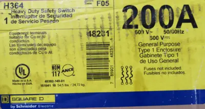 NEW SQUARE D H364 SAFETY SWITCH 200A 48261