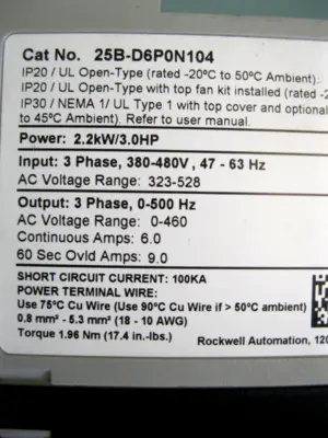 USED Allen-Bradley 25B-D6P0N104
