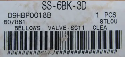 NEW SWAGELOK SS-6BK-3D BELLOWS VALVE SS6BK3D D9HBP0018B