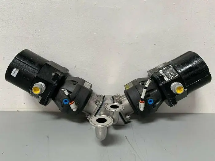 Used 2 ITT SHEROTEC 3-WAY STAINLESS STEEL VALVE W/ POSITION MONITORS & 2" FITTINGS Valves/Fittings California US | Equipment Lab #485334