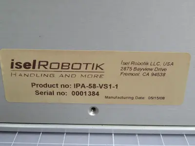 Used ISELROBOTIK IPA-58-VS1-1 Robot Parts Texas US | Aucto #1308428