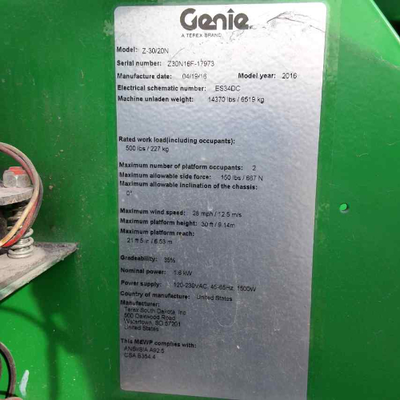 USED 2016 Genie Z-30/20N