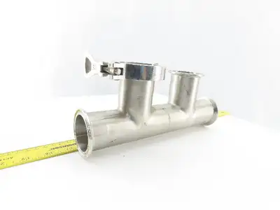 2" 4 Way Double Branch Stainless Steel Sanitary Tee