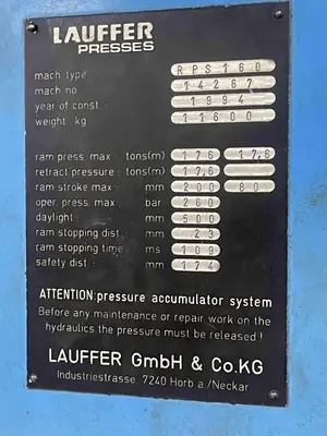 USED LAUFFER RPS-160E