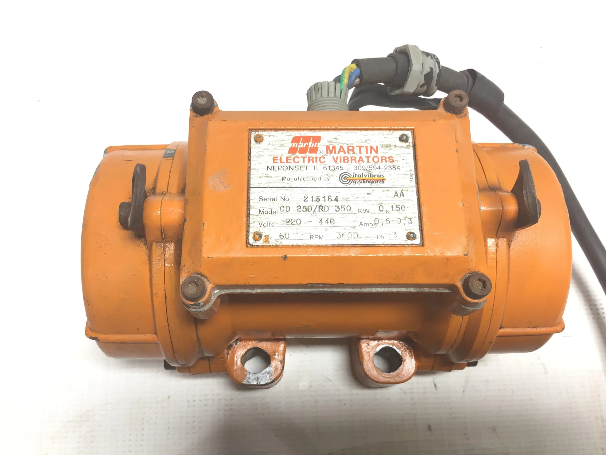 Martin CD 250/RD 350 Electric Vibrators 220-440 Volts 60Hz 3PH  3600RPM