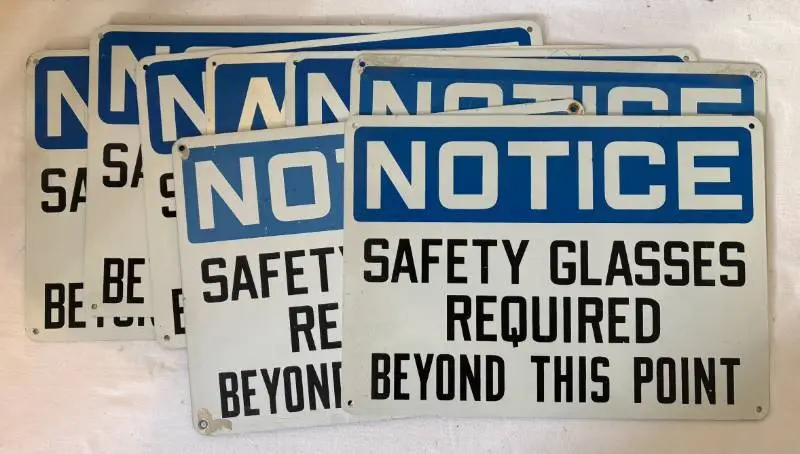 Metal Signs - Notice Safety Glasses Required Beyond This Point