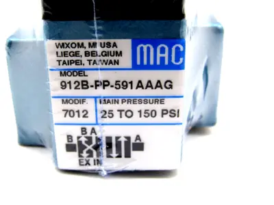 NEW MAC VALVES 912B-PP-591-AAAG SOLENOID VALVE PPE-591AAAG 912BPP591AAAG