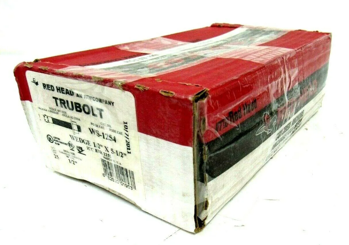 NEW WS-1254 TRUBOLT WEDGE ANCHOR 1/2″ x 5-1/2″ QTY 25 PER BOX WS1254