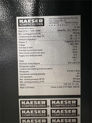 Used 2022 KAESER "TF 230" REFRIGERATED AIR DRYER (2022) Refrigerated Air Compressor Dryers Texas US | MachineryMax #1488361