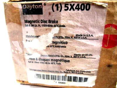 NEW DAYTON 5X400 MAGNETIC DISC BRAKE 115V 1PH 60HZ .16AMP