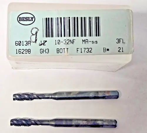 Lot of 2 Besly Tap 10-32 NF MA-ss GH3 Bott 3 FL Brand New USA Made