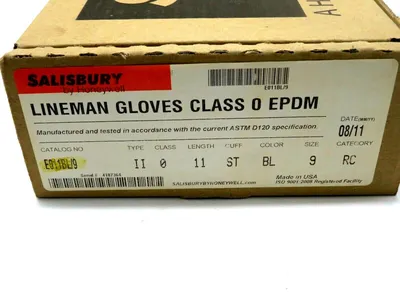 NEW HONEYWELL SALISBURY D120 LINEMAN GLOVES TYPE II SIZE 9 LENGTH 11