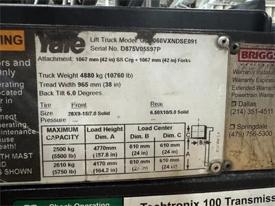 Used 2022 YALE "GP60" Liquid Propane Forklifts Texas US | MachineryMax #1488414