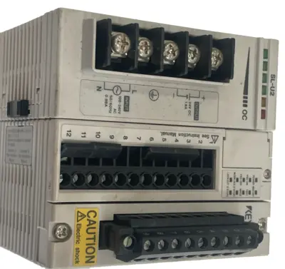 USED KEYENCE SL-R11 SAFETY CONTROL UNIT W/ SL-U2 POWER SUPPLY SLR11