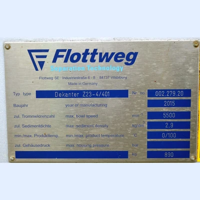 Flottweg Centrifugal Separator Package