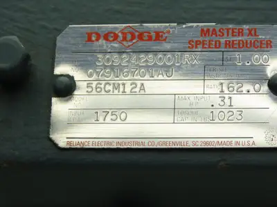 Dodge 56CM12A Master XL Speed Reducer 162:1 Gearbox 0.3Hp 11rpm 56C RH Output