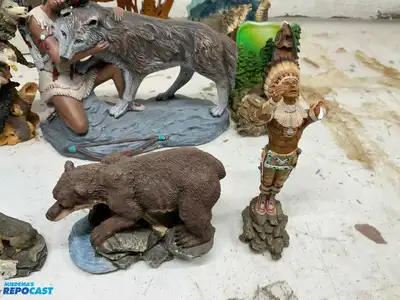 Lot of Native and Wildlife Decorations Including Porcelain Figurines and More