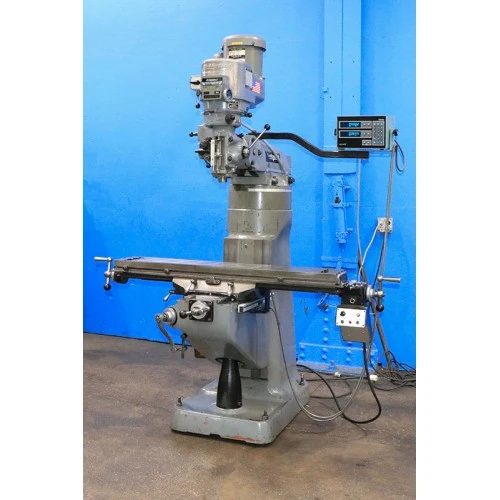 BRIDGEPORT 2 HP VARIABLE SPEED VERTICAL MILLING MACHINE WITH 9" x 48" TABLE ACU-RITE DIGITAL READ OUT BRIDGEPORT POWER FEED CHROME WAYS AND RISER BLOCK