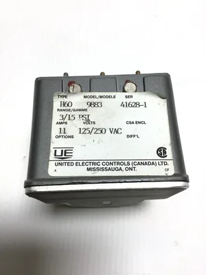 United Electric Control 9933 Pressure Switch 1/8-1/4HP 125-250VAC Type H60