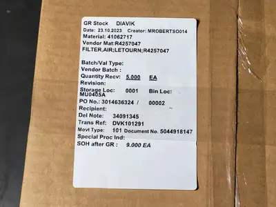 New | in-Stock 2023 P&H R4257047 Parts (Hydraulics and Pneumatics) British Columbia CA | Lenmark #271043