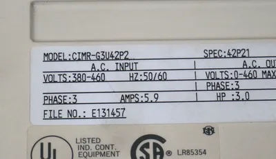 IMPULSE G+ CIMR-G3U42P2 ADJUSTABLE FREQUENCY DRIVE CIMRG3U42P2