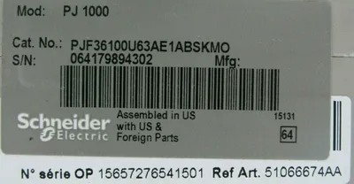 NEW SQUARE D PJF36100U63AE1ABSKMO POWERPACT PJ 1000 CIRCUIT BREAKER 1000A 3P