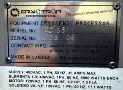 Cryotron EC-65 Freezer | Heat Treat Equipment Co. (5)